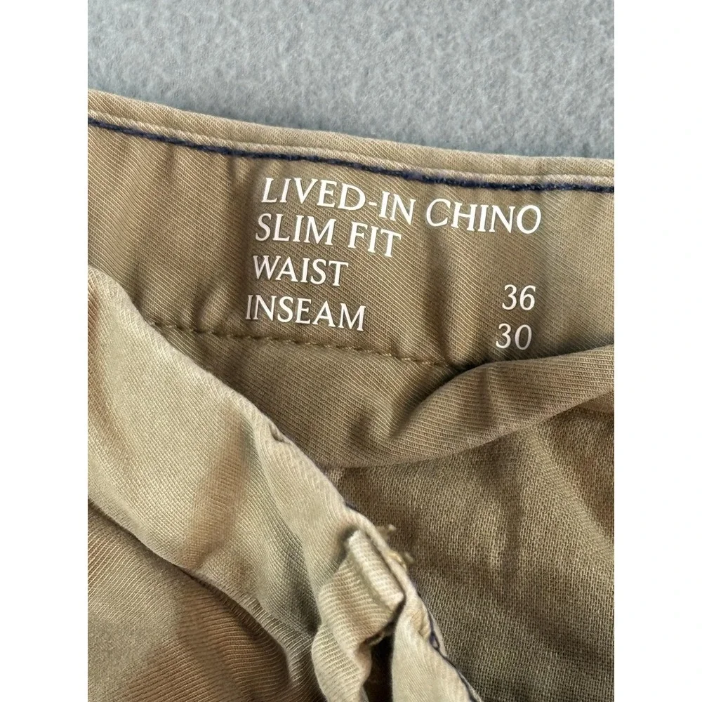 Banana Republic Pants Mens 36x30 Beige Slim Fit Lived-In Chino Stretch Casual